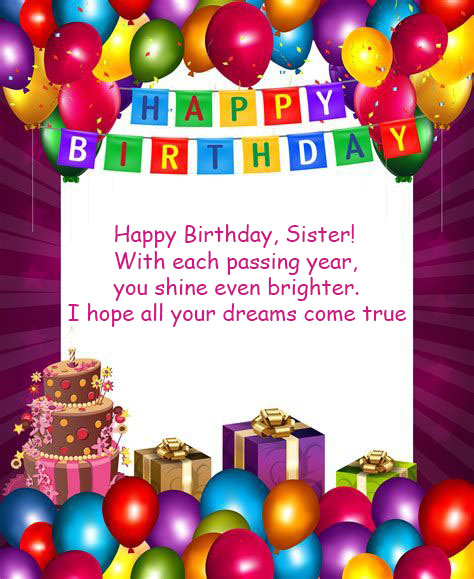 Happy Birthday Image Wishes to sister