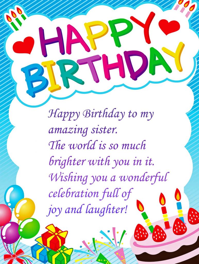 Happy Birthday to my Amazing Sister Wishes