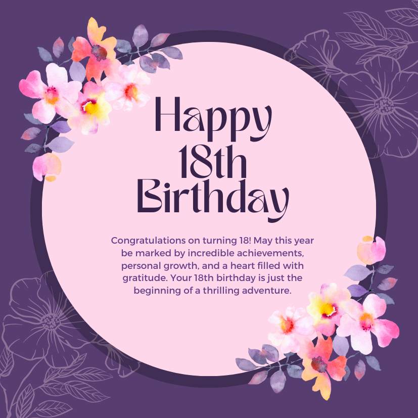 Beautiful Happy 18th Birthday Wishes with Images